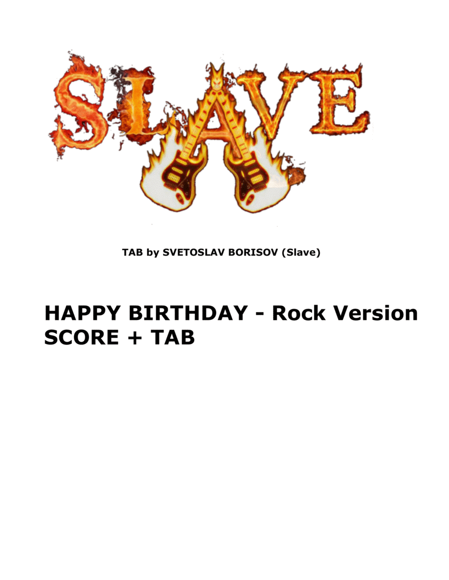 HAPPY BIRTHDAY - Rock Version by SLAVE Guitar Tablature scores gallery preview page 1
