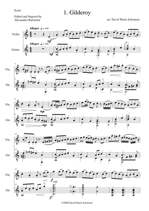 Folk Song Snapshots for Violin and Guitar
