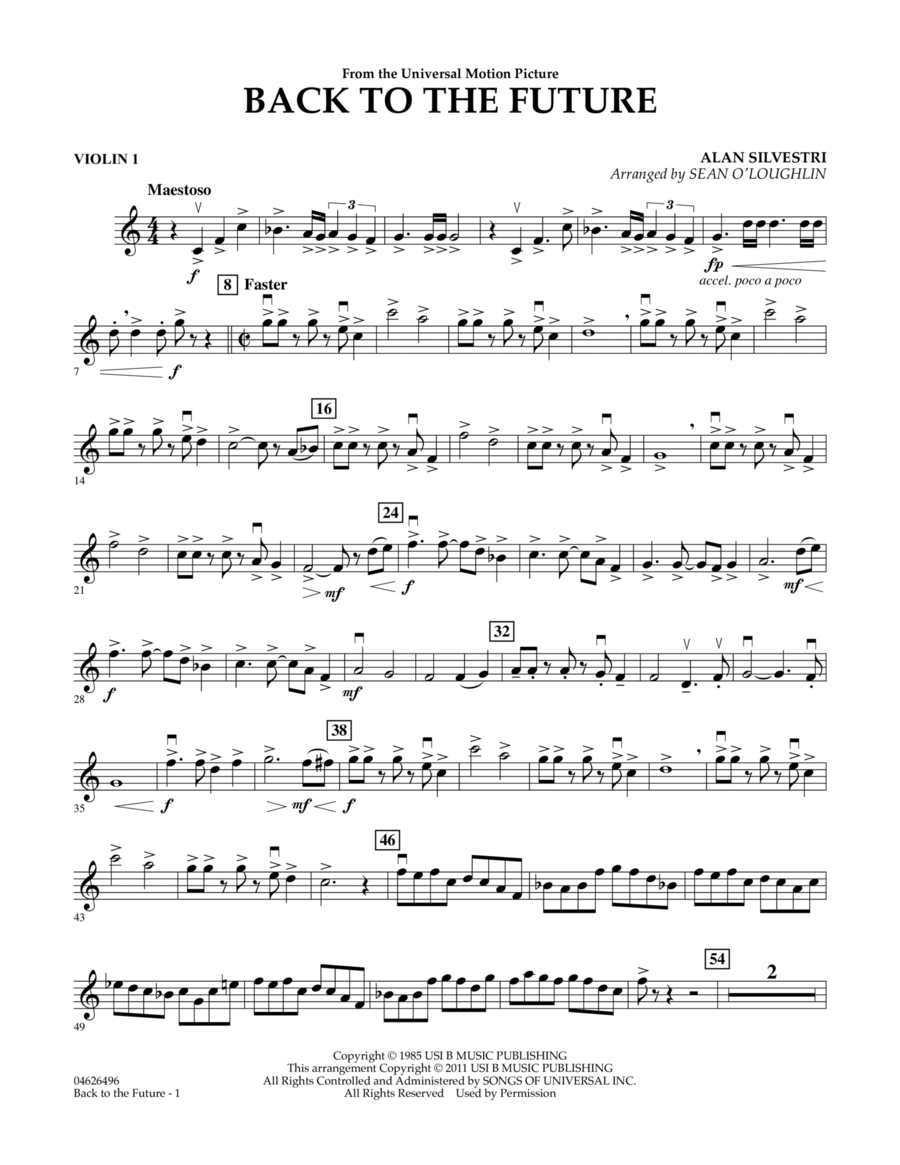 Back To The Future - Violin 1 Orchestra scores gallery preview page 1