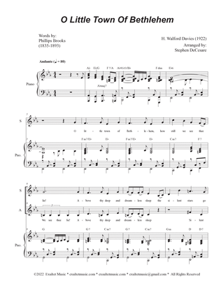 O Little Town Of Bethlehem (2-part choir - (SA)