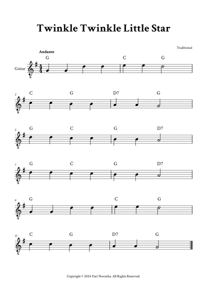 Twinkle Twinkle Little Star - (G Major - with Chords) image number null