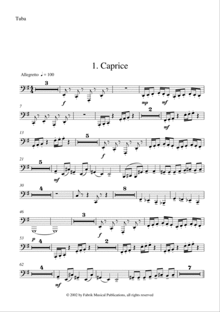 Barton Cummings: Concertino for contrabassoon and concert band, tuba part Concert Band scores gallery preview page 1