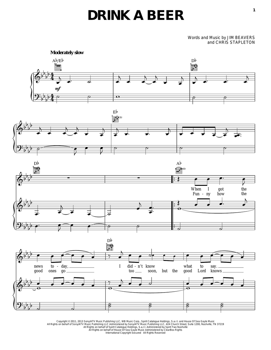 Drink A Beer Acoustic Guitar scores gallery preview page 1