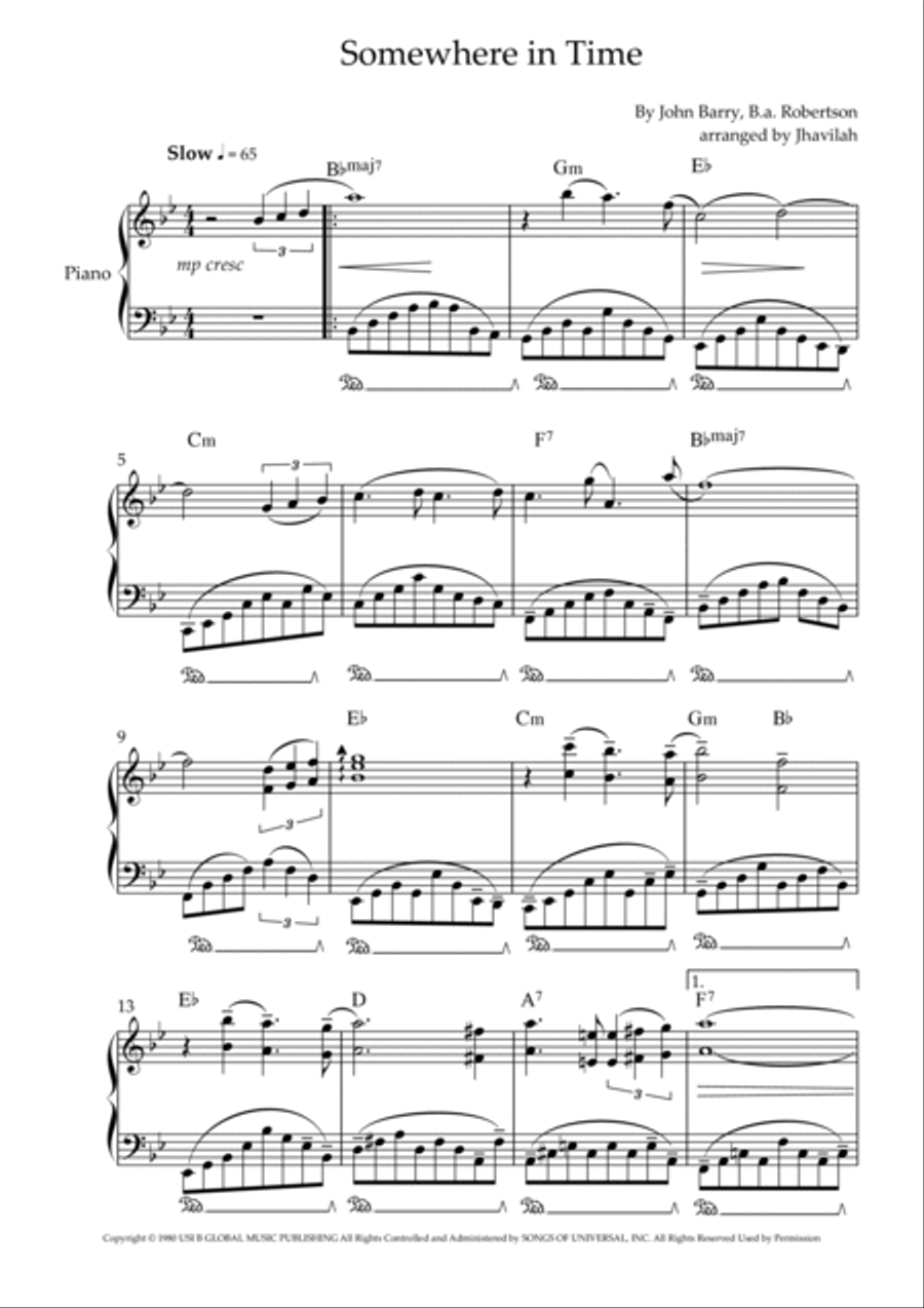 Somewhere In Time Easy Piano scores gallery preview page 2