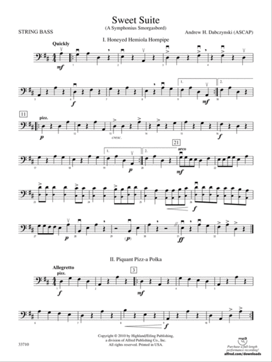 Sweet Suite: String Bass String Orchestra scores gallery preview page 1