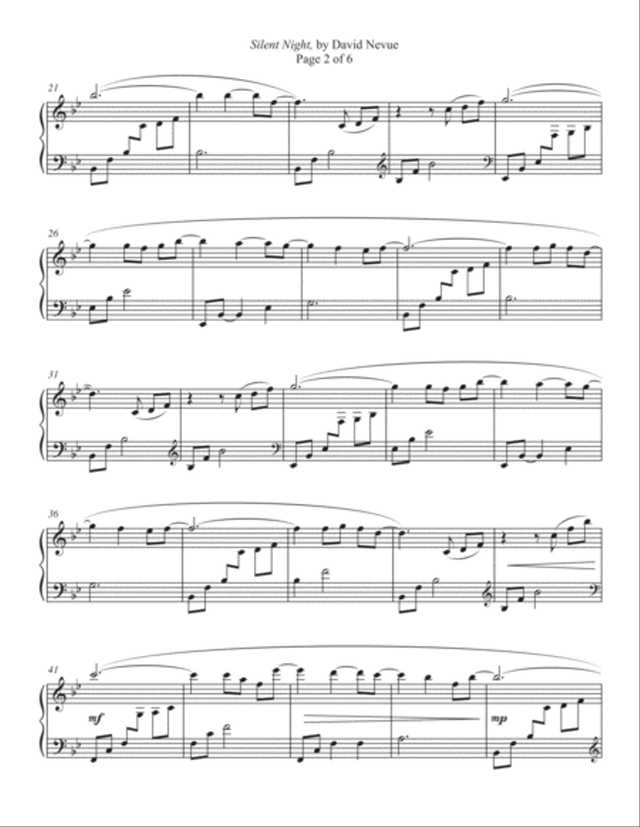 Silent Night Piano Solo scores gallery preview page 2