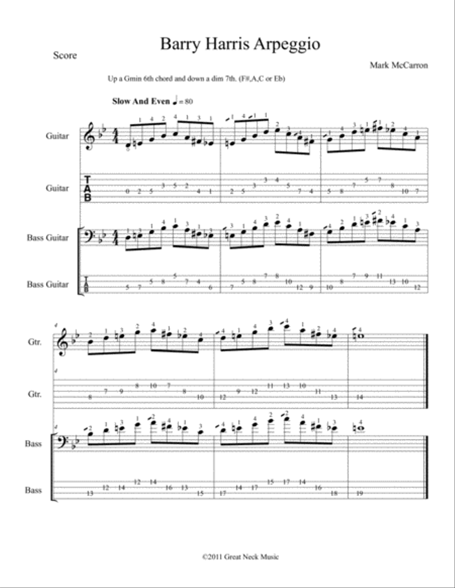 Barry Harris Arpeggio Bass Guitar scores gallery preview page 1