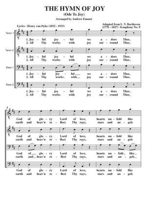 Ode To Joy (The Hymn Of Joy) A Cappella TTBB