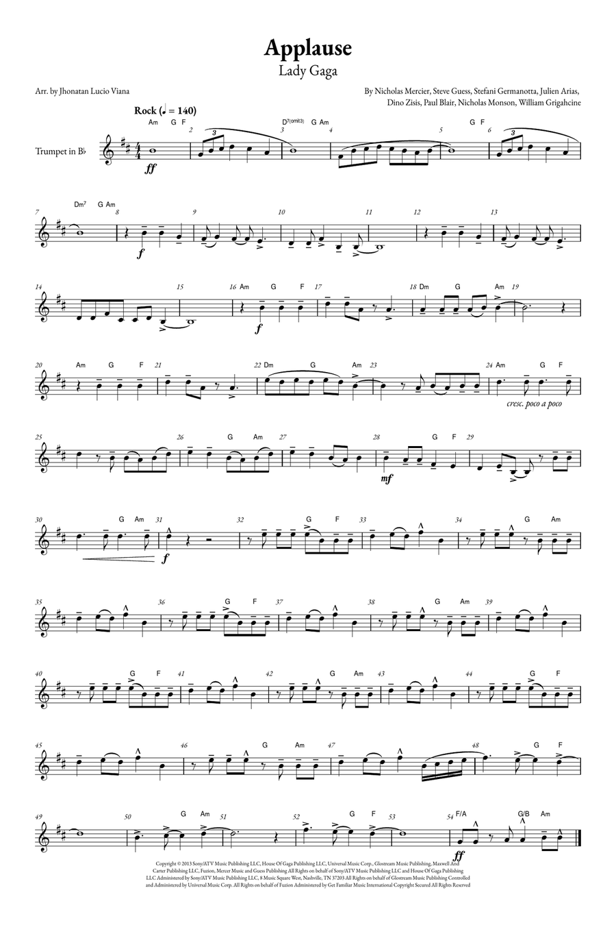 Applause B-Flat Trumpet scores gallery preview page 1