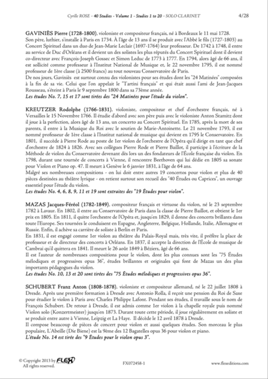 Tuition Book - 40 Studies for Clarinet - Volume 1 - Studies 1 to 20 Clarinet Solo scores gallery preview page 4