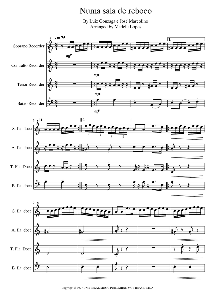 Numa Sala De Reboco Small Ensemble scores gallery preview page 1