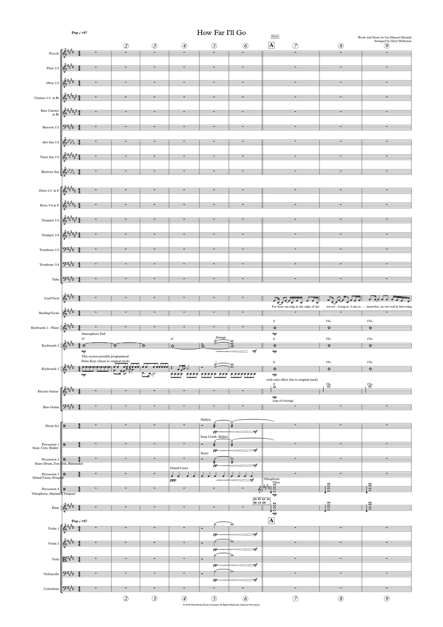 How Far I'll Go Full Orchestra scores gallery preview page 1