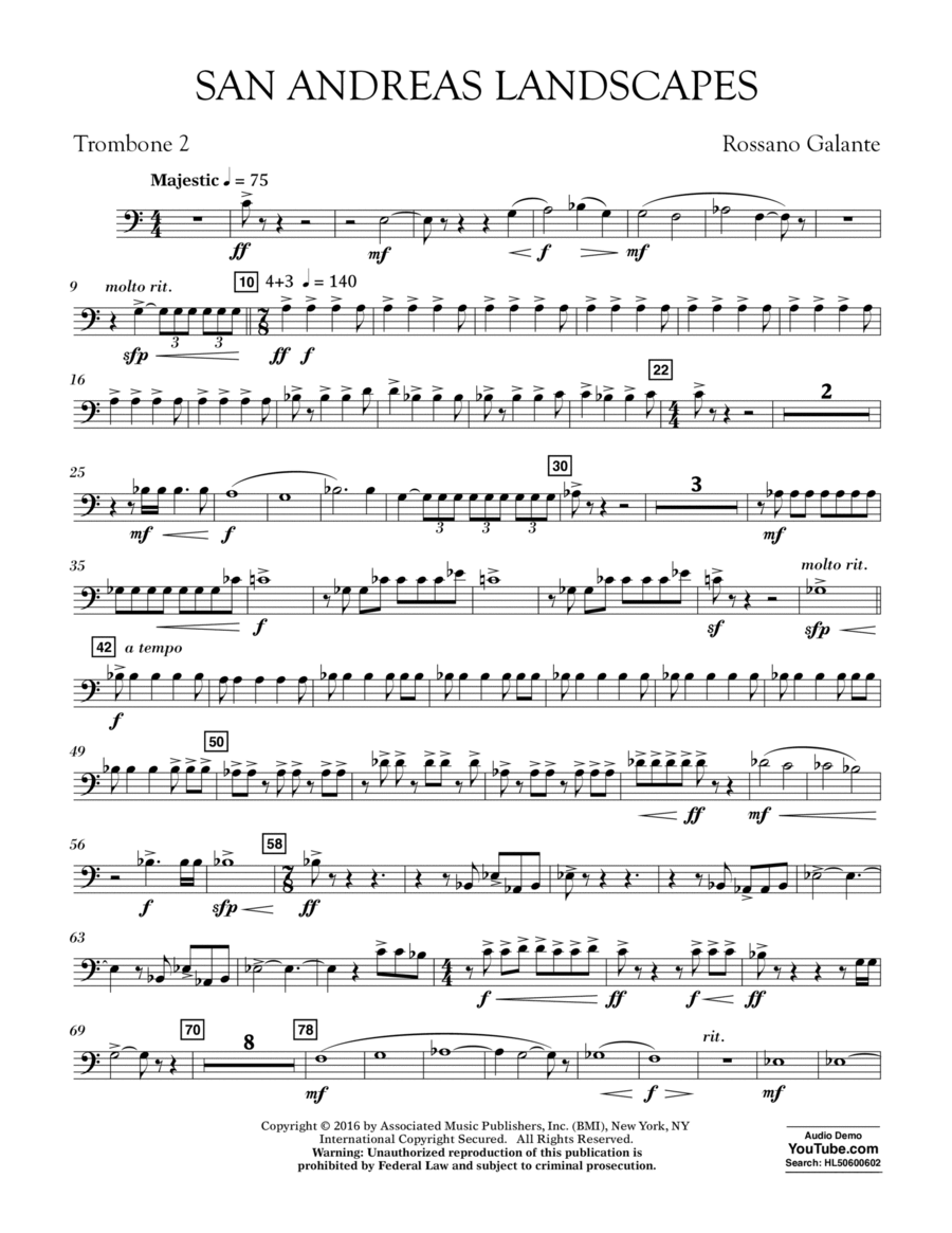 San Andreas Landscapes - Trombone 2 Trombone scores gallery preview page 1