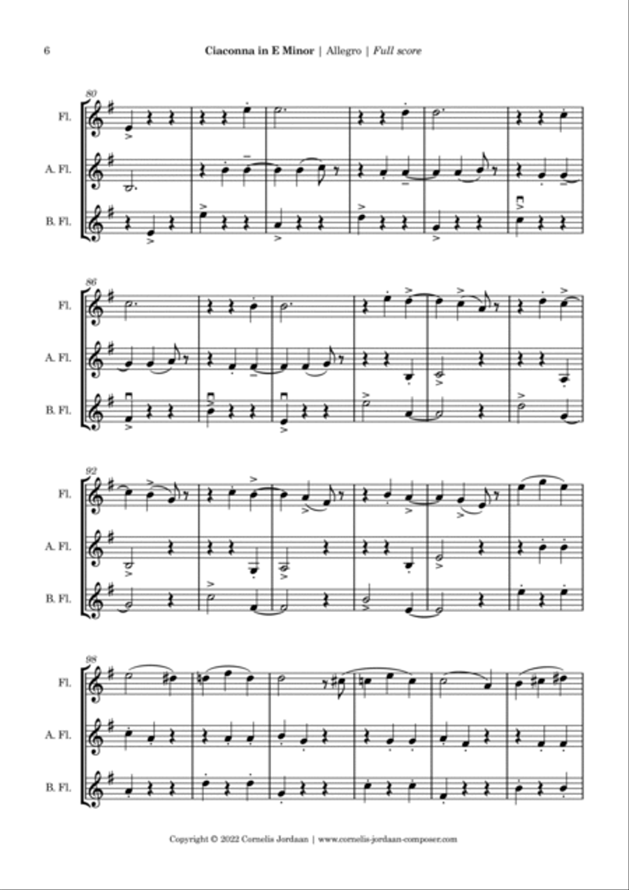 Ciaconna in e minor, for flute trio Flute Trio scores gallery preview page 6