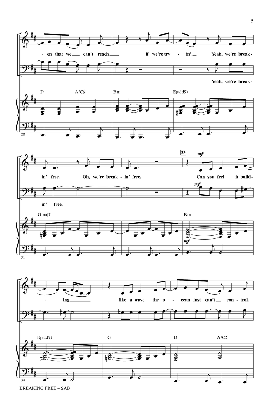 Breaking Free (from High School Musical) (arr. Roger Emerson) 3-Part scores gallery preview page 4