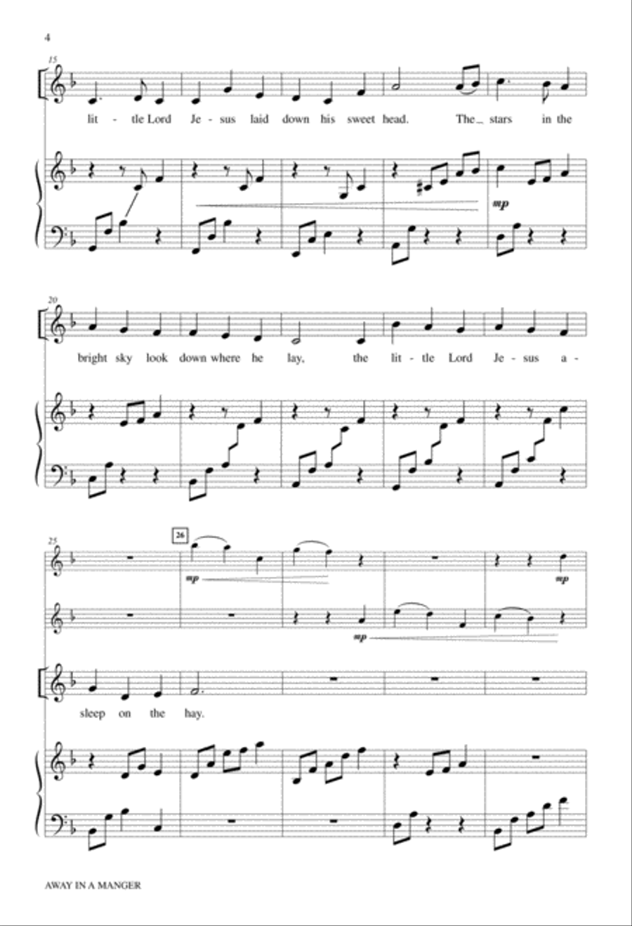 Away in a Manger 2-Part - Sheet Music page 3