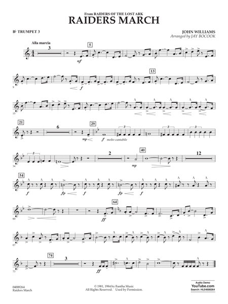 Raiders March (from Raiders Of The Lost Ark) (arr. Jay Bocook) - Bb Trumpet 3