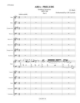 Bach/Leytush - GOLDBERG VARIATIONS for Piano and Chamber Orchestra - Score Only