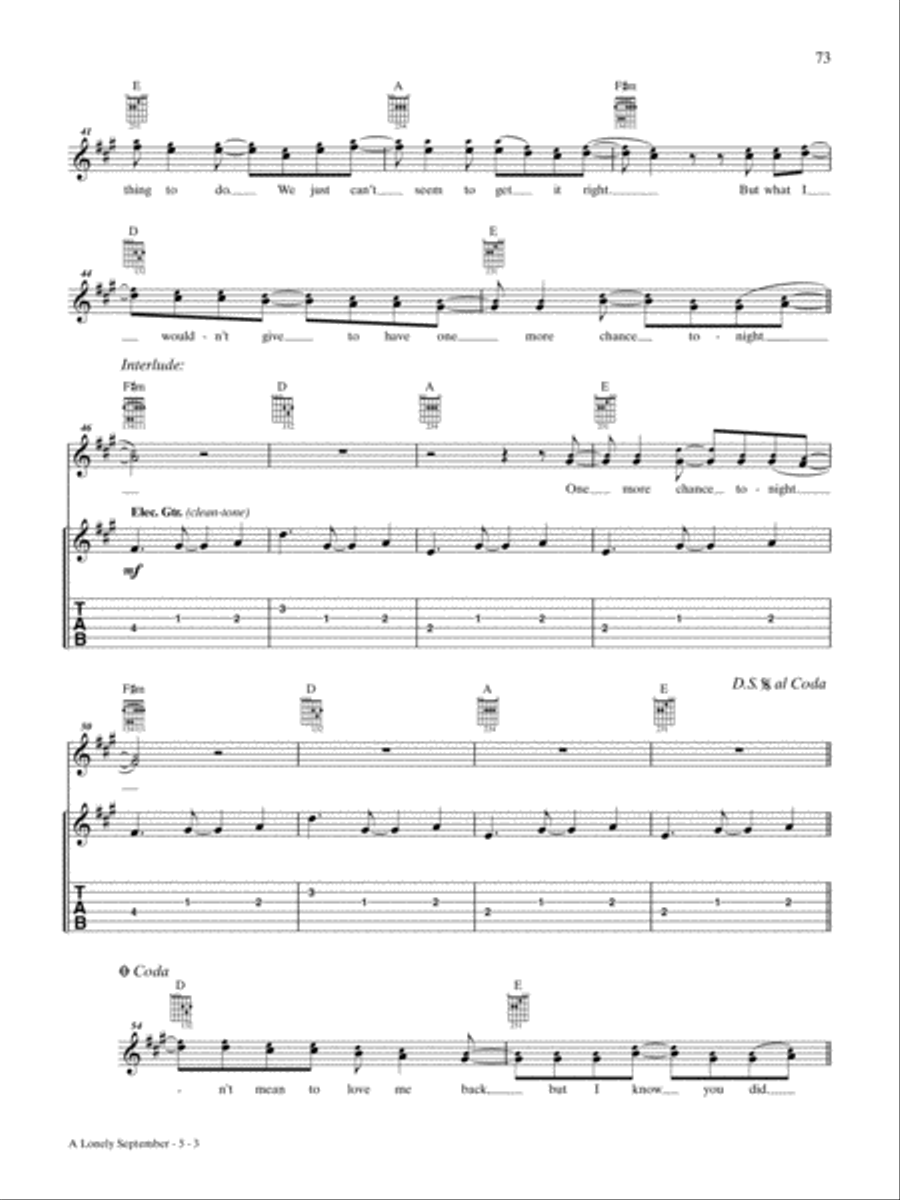 A Lonely September Guitar Tablature scores gallery preview page 3
