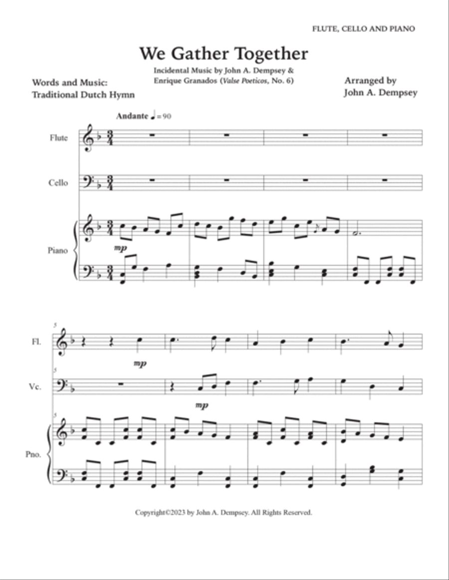 We Gather Together (Trio for Flute, Cello and Piano) Flute scores gallery preview page 5