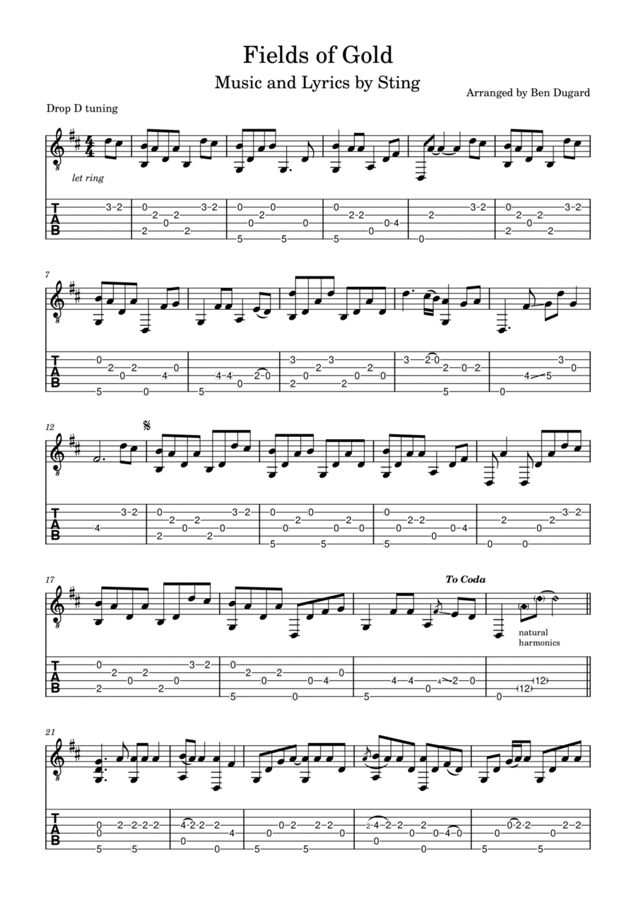 Fields Of Gold Electric Guitar scores gallery preview page 1