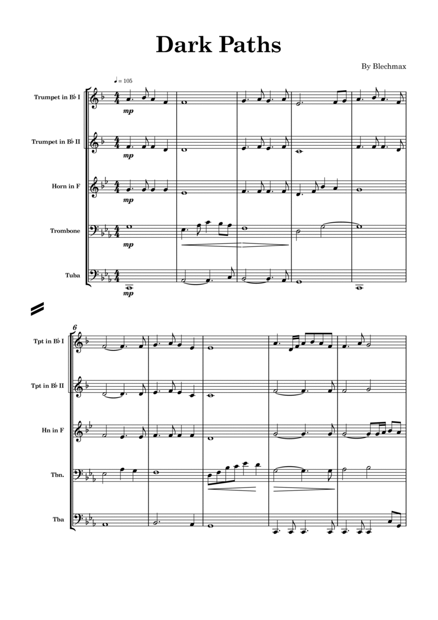 Dark Paths for Brass Quintet Brass Quintet scores gallery preview page 1