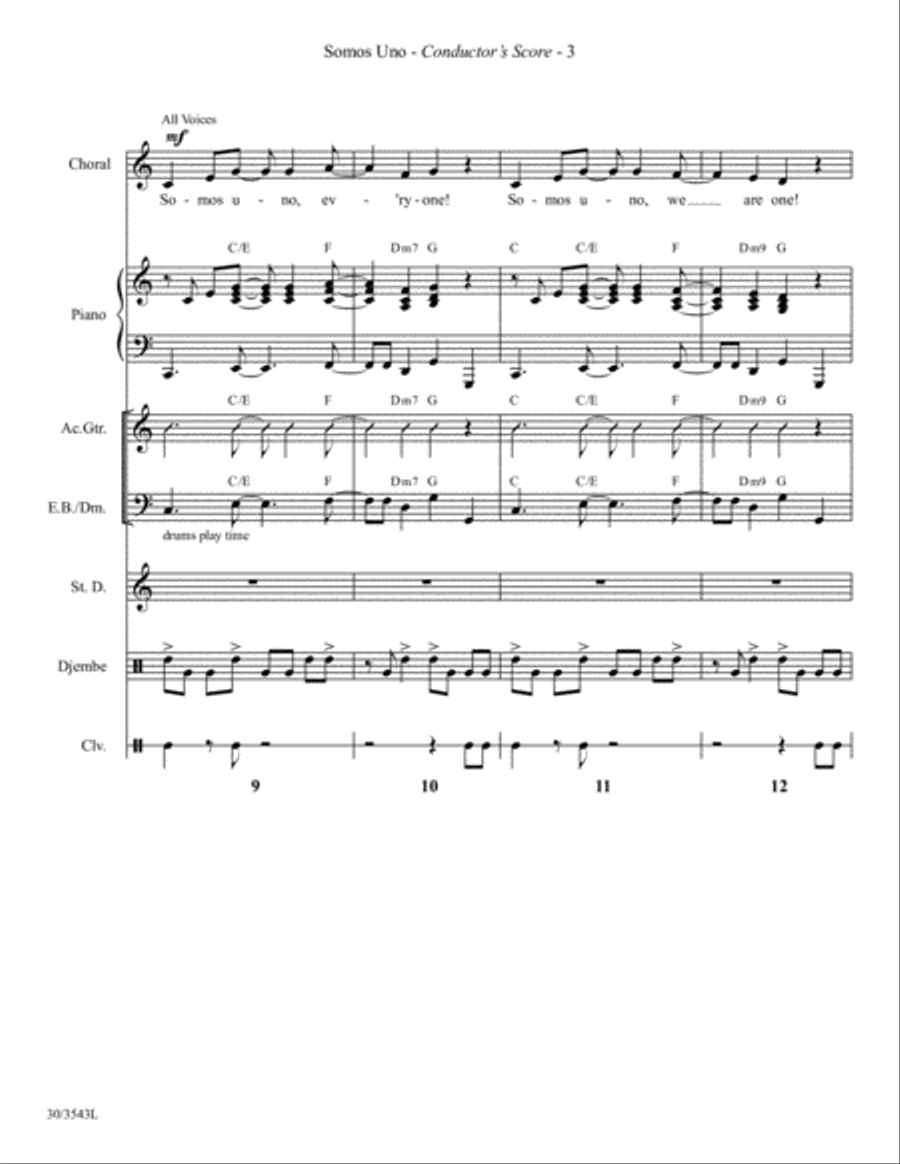 Somos Uno - Instrumental Ensemble Score and Parts Choir scores gallery preview page 5