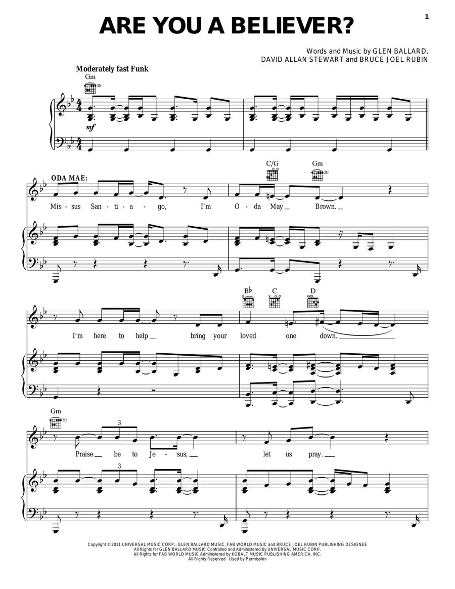 Are You A Believer? Guitar scores gallery preview page 1