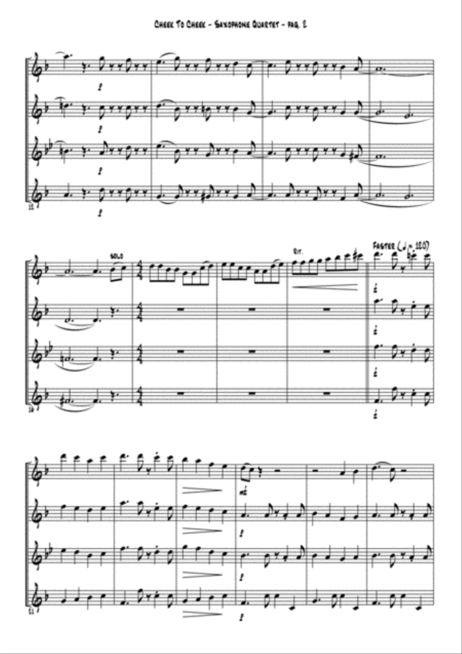 Cheek To Cheek Saxophone Quartet scores gallery preview page 4