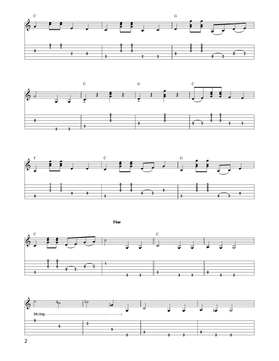 Grandfather's Clock Grandfather's Clock Acoustic Guitar scores gallery preview page 2