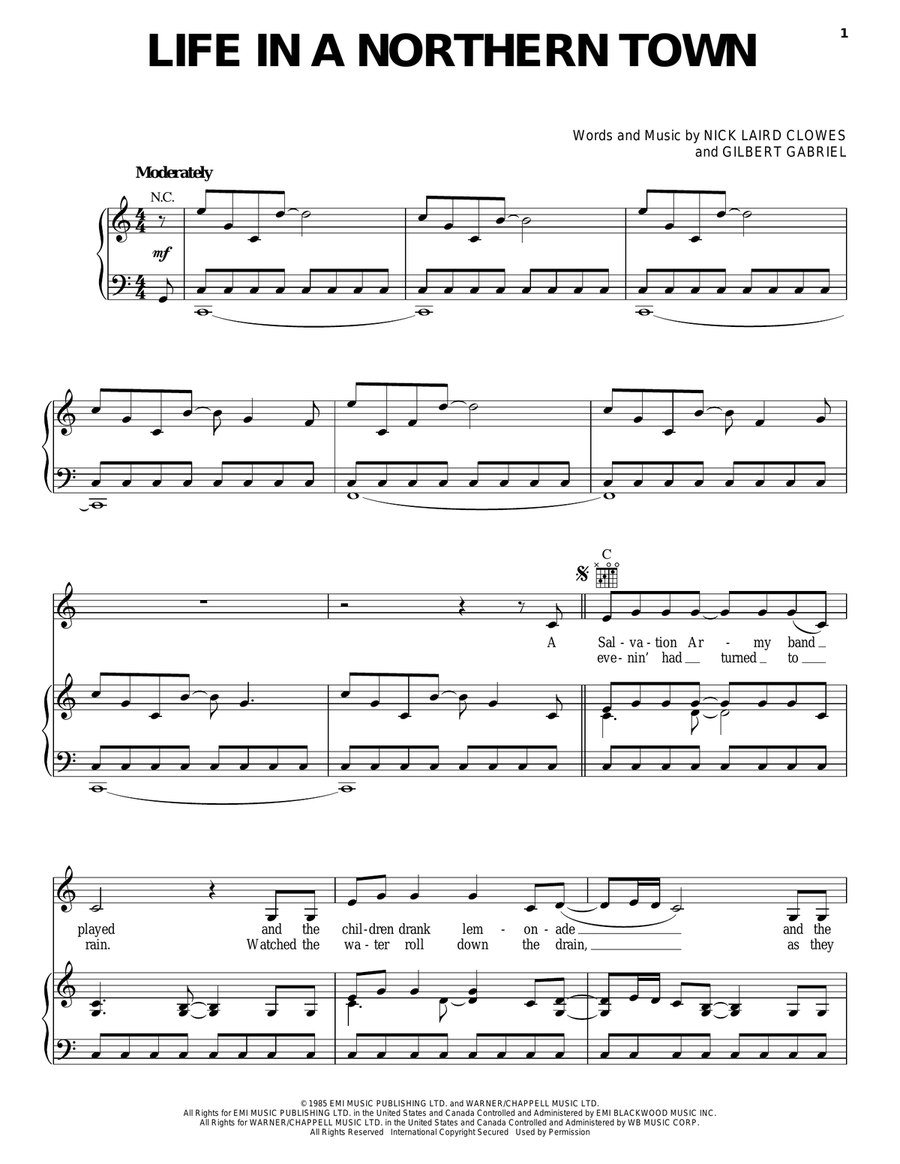 Life In A Northern Town Life In A Northern Town Piano, Vocal, Guitar scores gallery preview page 1