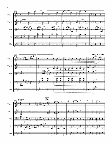 Sleeping Beauty Waltz by Tchaikovsky arranged for string quartet with optional bass part; score & pa image number null