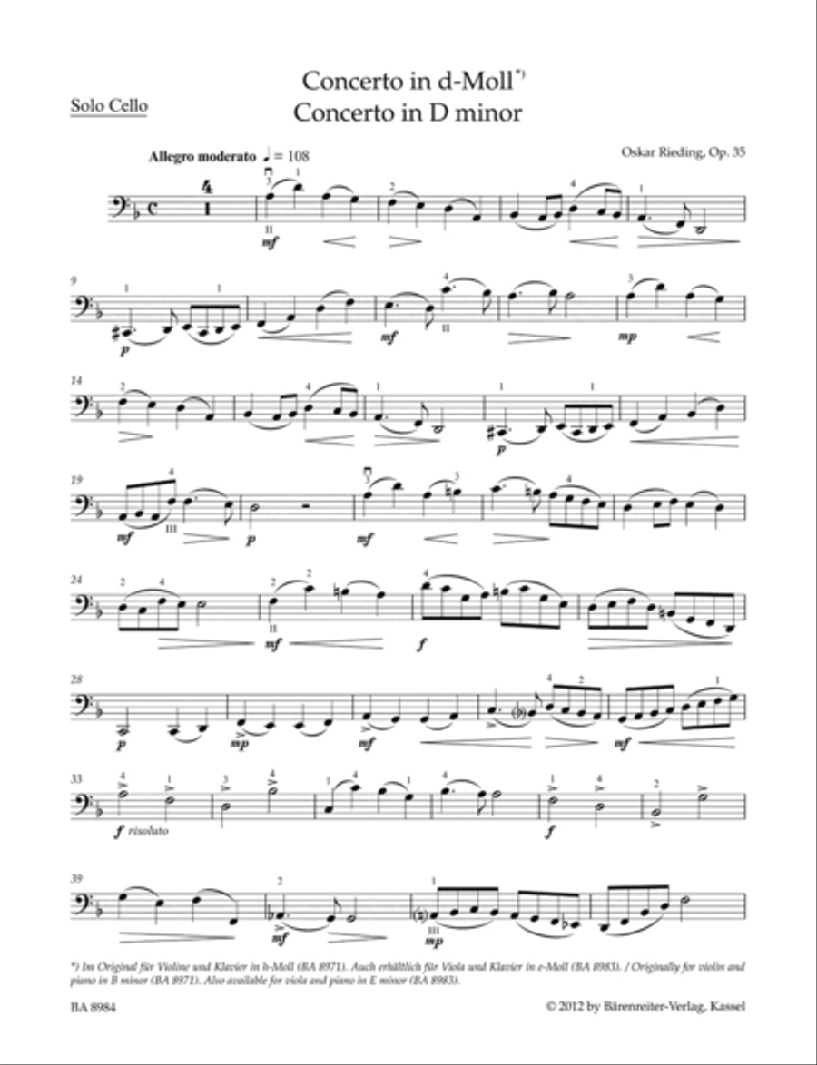 Concerto B minor op. 35 (Arranged for cello, transposed to D minor) Piano scores gallery preview page 2