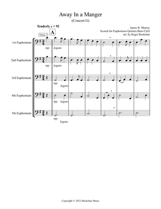 Away in a Manger (G) (Euphonium Quintet - Bass Clef)