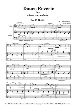 Book cover for Tchaikovsky Opus 39 No. 21 Sweet Dreams Douce Reverie 'Cello and Piano