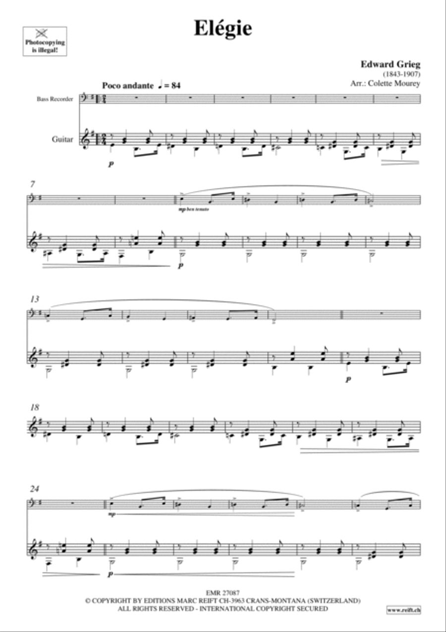 Elegie Bass Recorder scores gallery preview page 3