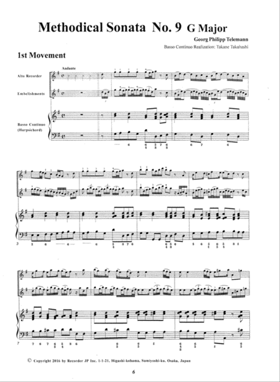 Methodical Sonata No. 9 in G major Alto Recorder scores gallery preview page 3