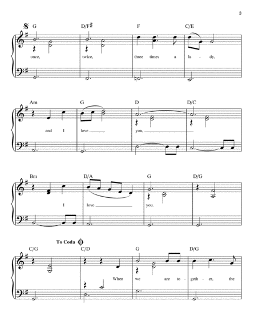 Three Times A Lady Easy Piano scores gallery preview page 3