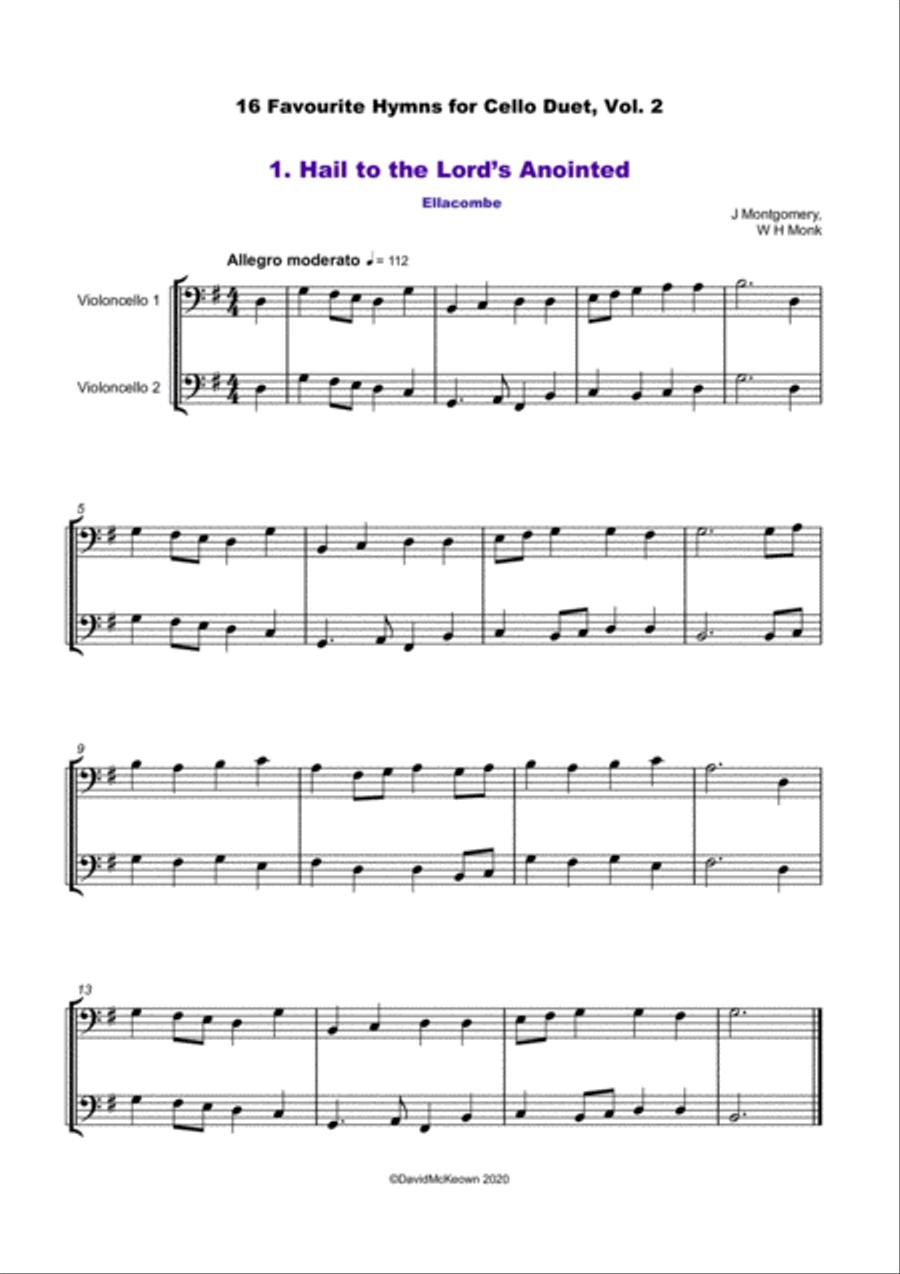 16 Favourite Hymns Vol.2 for Cello Duet String Duet scores gallery preview page 2