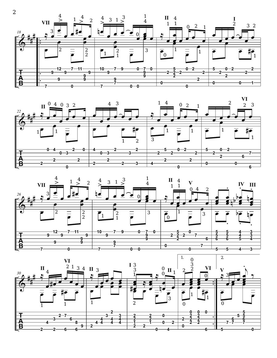 Maple Leaf Rag for Guitar --- authentic arrangement Acoustic Guitar scores gallery preview page 2