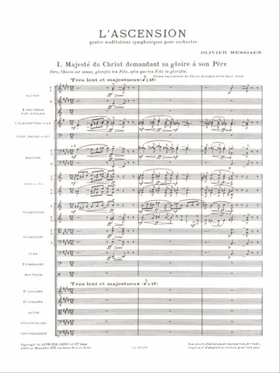 L'ascension, 4 Meditations Symphoniques (orchestra) Score scores gallery preview page 2