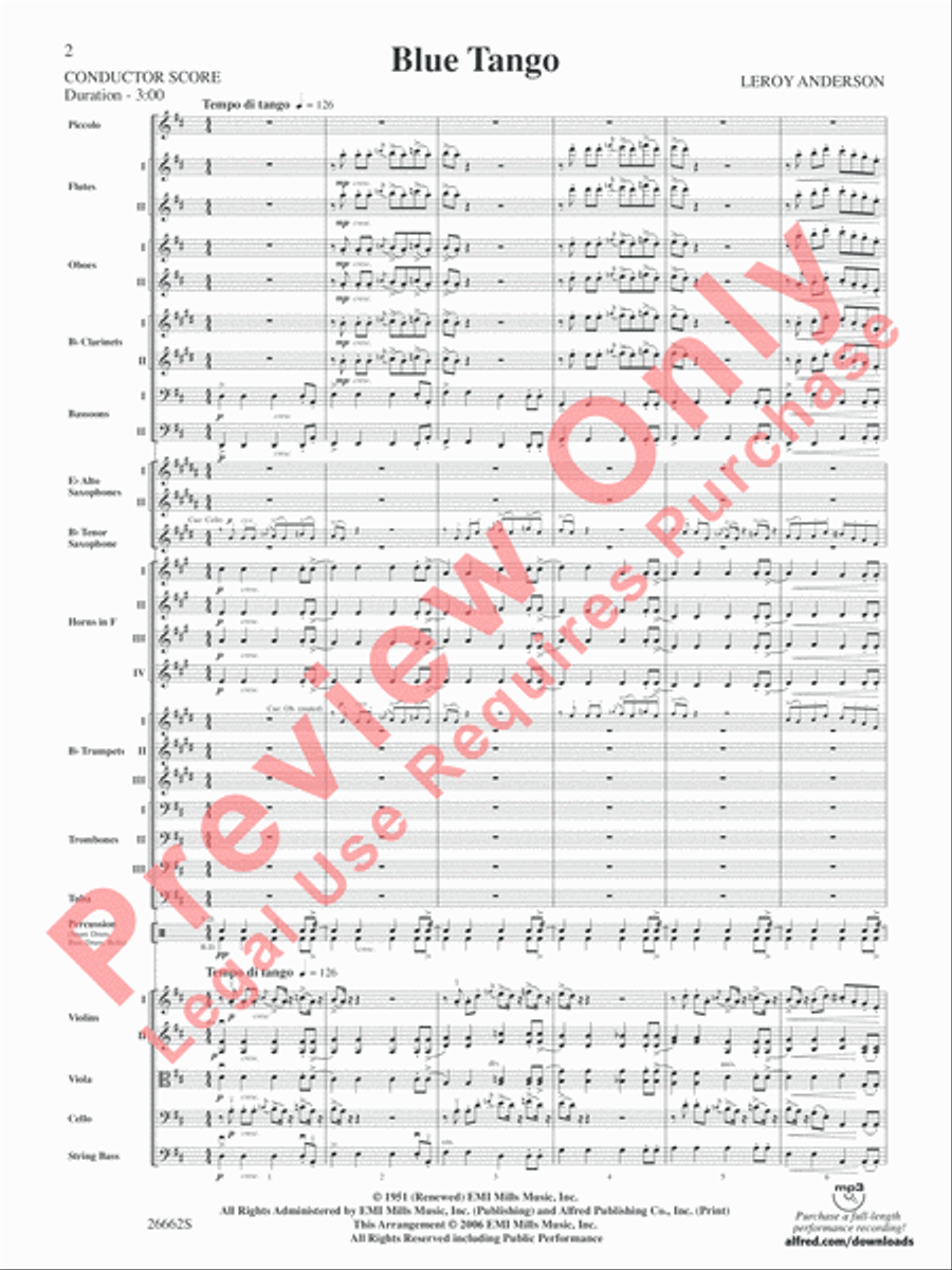 Blue Tango Blue Tango Full Orchestra scores gallery preview page 3