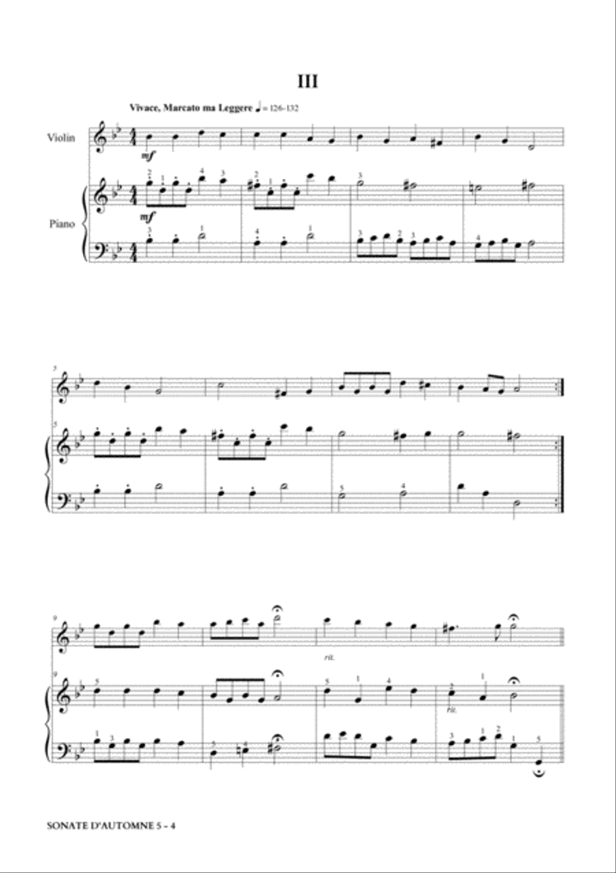 Sonate d'automne 3eme Mouvement String Duet scores gallery preview page 1