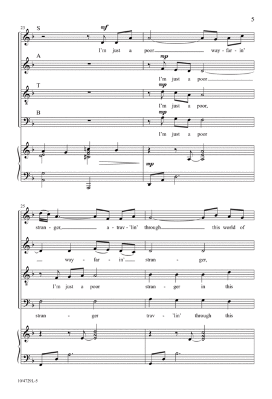 Poor Wayfaring Stranger 4-Part scores gallery preview page 5