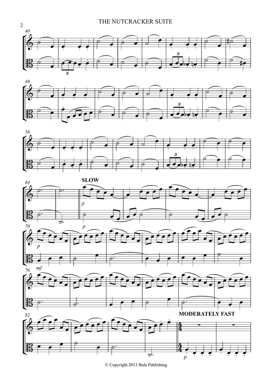 THE NUTCRACKER SUITE - VIOLIN & VIOLA DUET - (Waltz of the Flowers, The Magic Castle on the Mountain String Duet scores gallery preview page 2