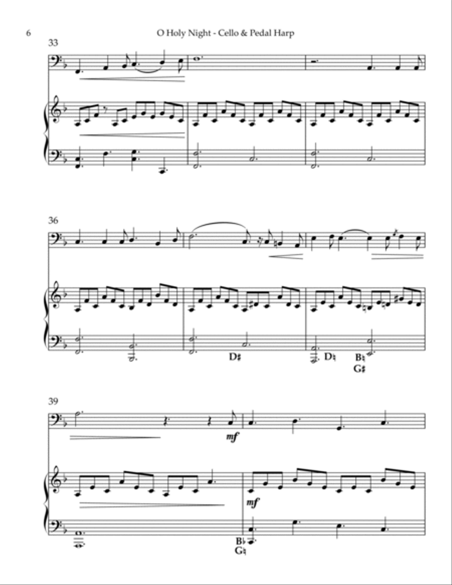 O Holy Night, Duet for Cello & Pedal Harp