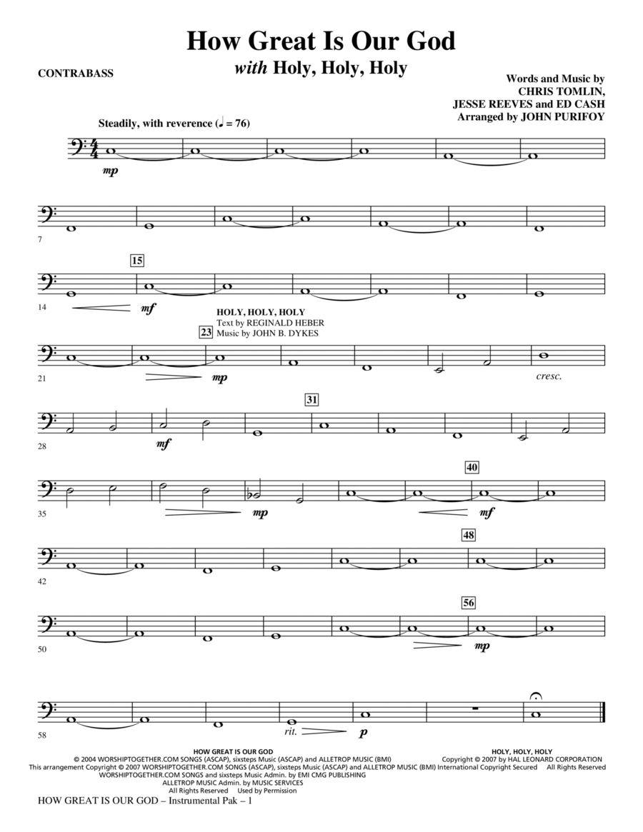 How Great Is Our God with Holy, Holy, Holy - String Bass Choir scores gallery preview page 1