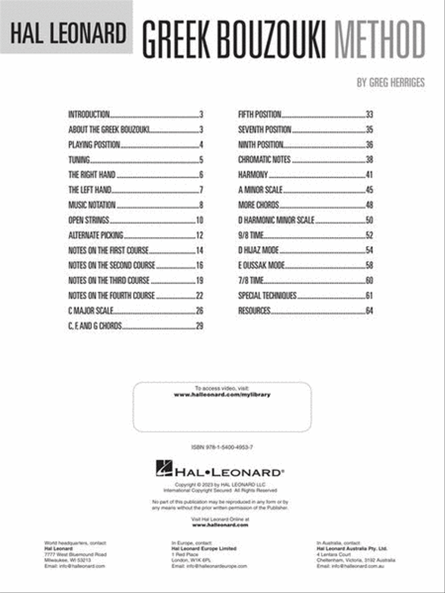 Hal Leonard Greek Bouzouki Method