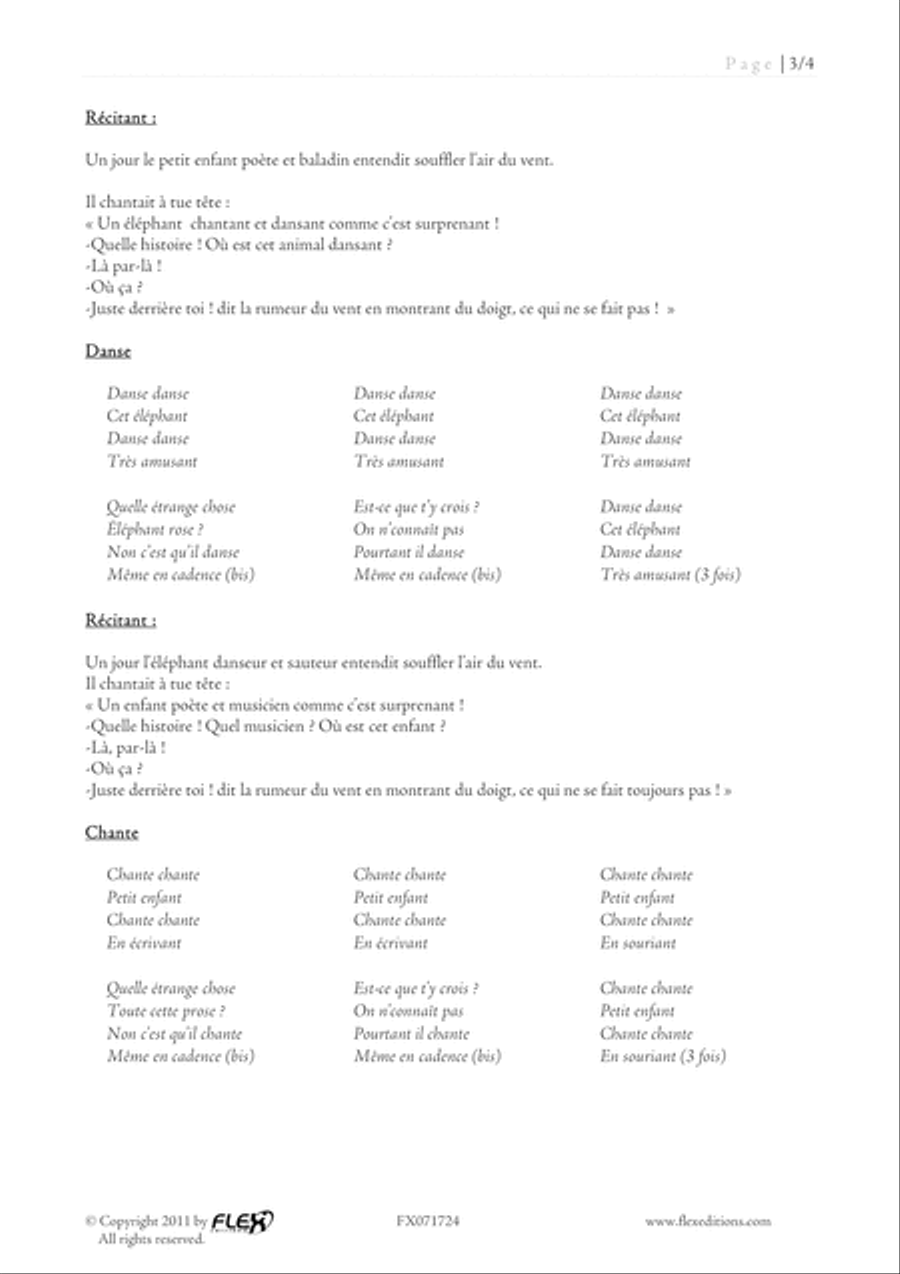 Musical Story Le Poete et le Petit Elephant Children's Choir scores gallery preview page 3