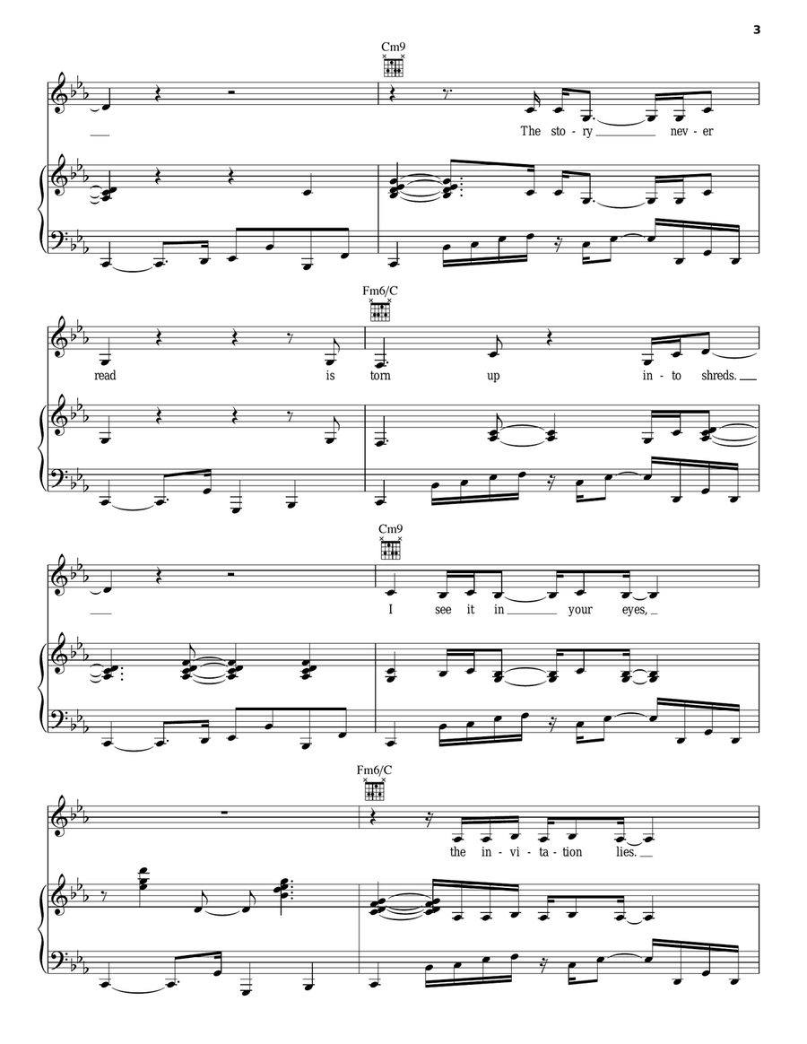 Burn Piano, Vocal, Guitar scores gallery preview page 3